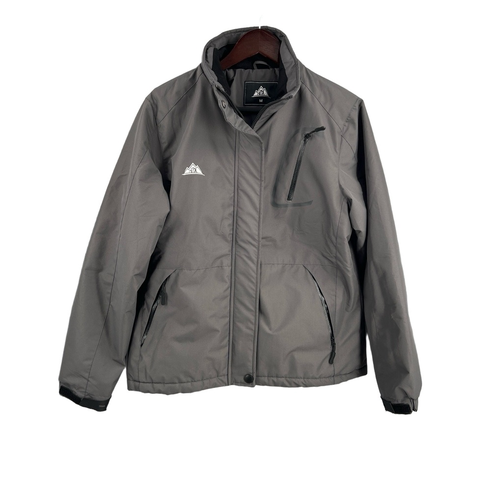 Moerdeng Womens Waterproof Ski Snow Jacket‎ Windbreaker Gray Insulated Zip Med
